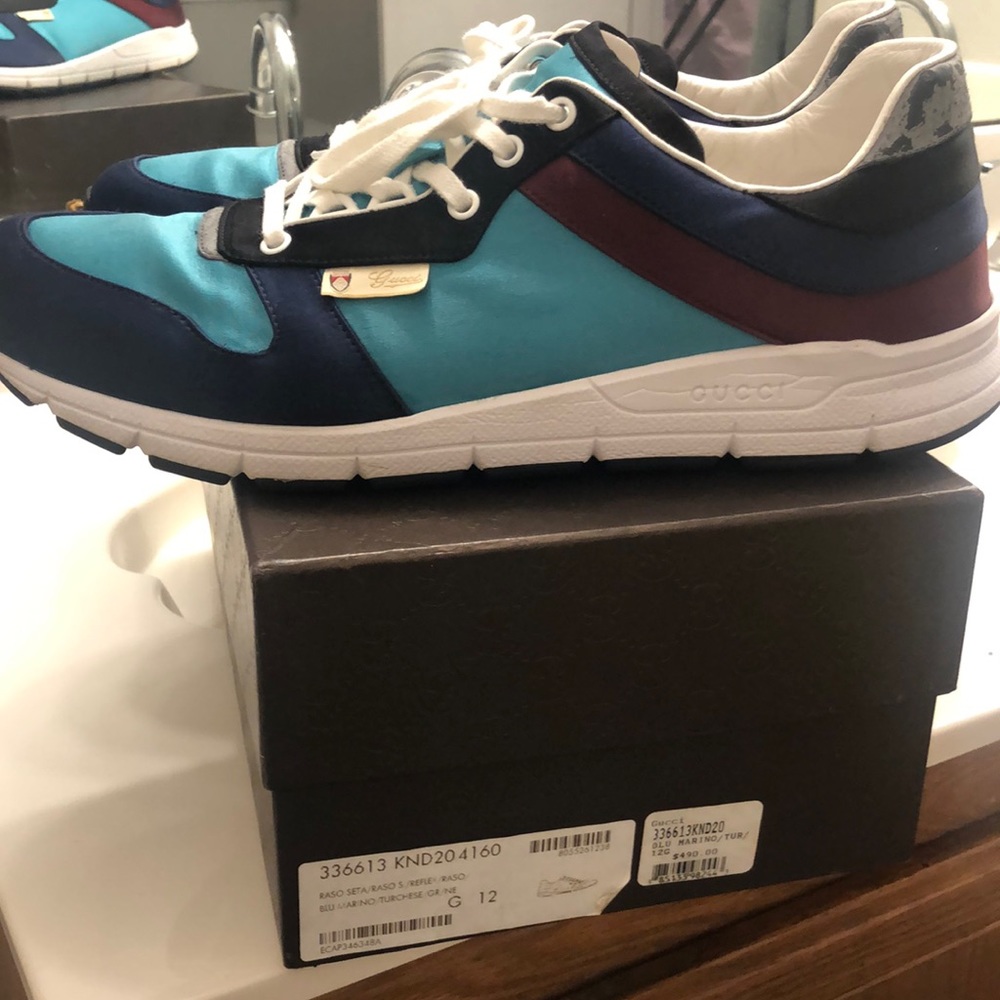 Gucci Men's Multi-Colored Satin Lace-up Trainer Sneakers 336613
